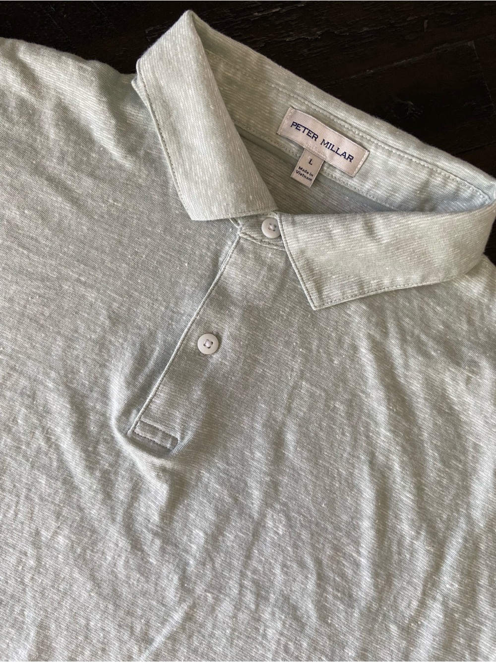 Peter Millar Soft Mint Green Polo Shirt Cotton/Linen blend